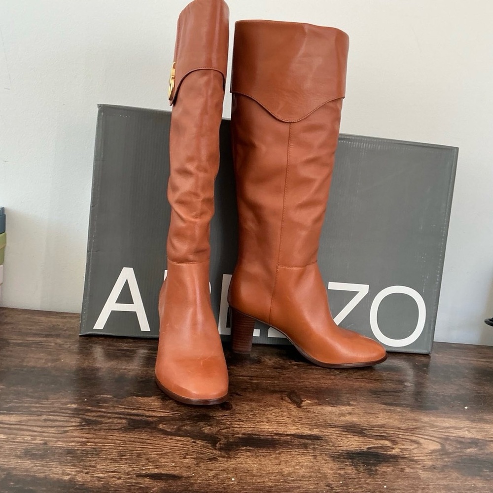 Arezzo Women's Vivian Mid Block Heel Boots - Caramel - Picture 8 of 8